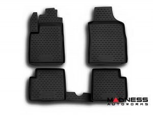 FIAT 500 Floor Liners - 3D Molded - Front + Rear - Black (2009 - 2015)